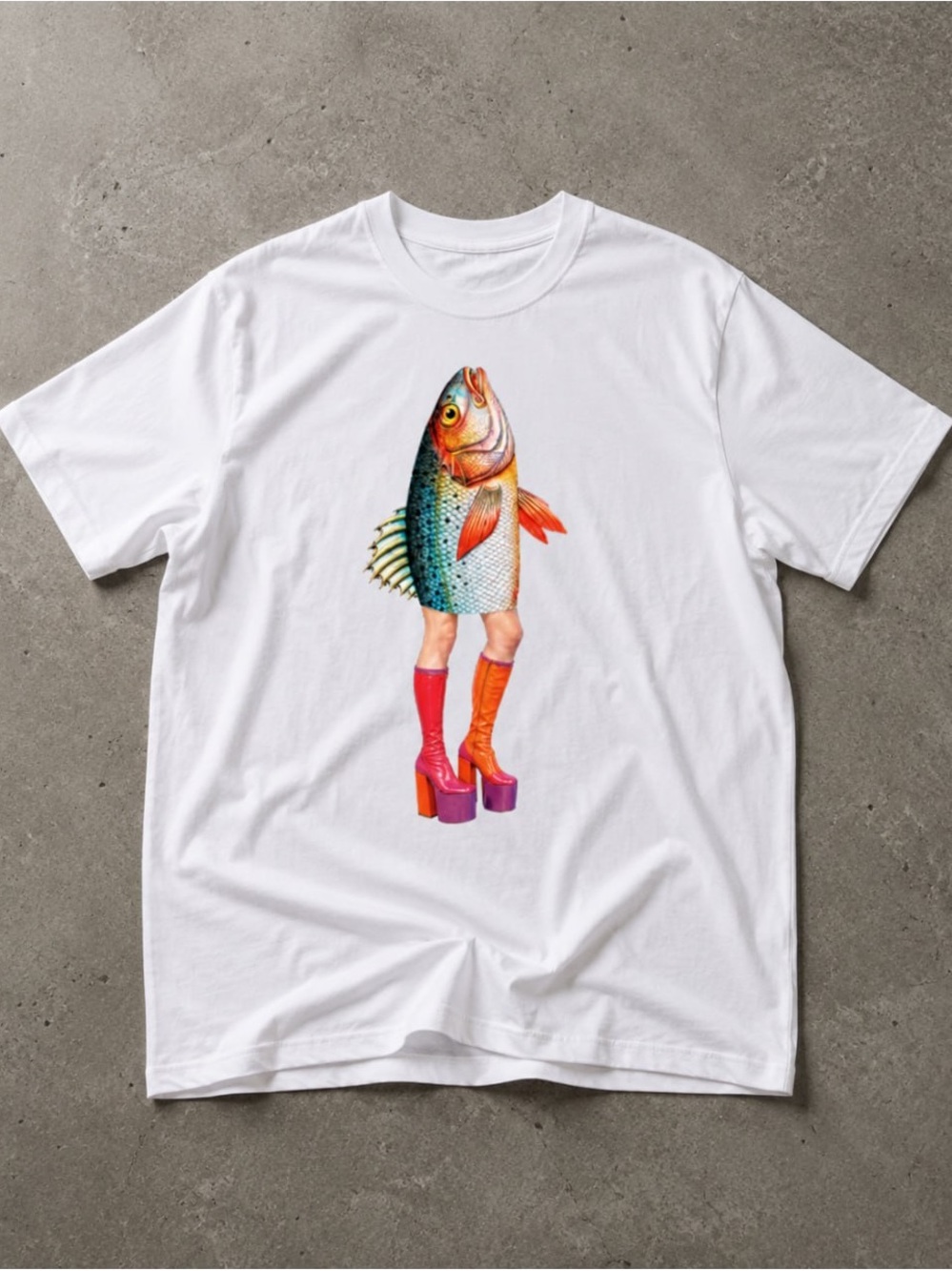 Colorful Fish Gildan White Tee Graphic